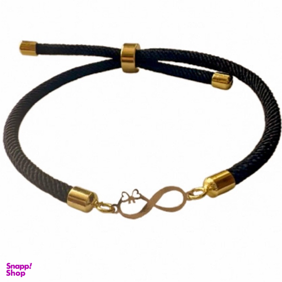دستبند طلا عیار 750 زنانه شمیم گلد گالری طرح مینیمال بینهایت و پاپیون کد S-49