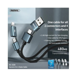 کابل دیتا Type-C/USB به Type-C/Lightning ریمکس کد RC-020T طول 1 متر