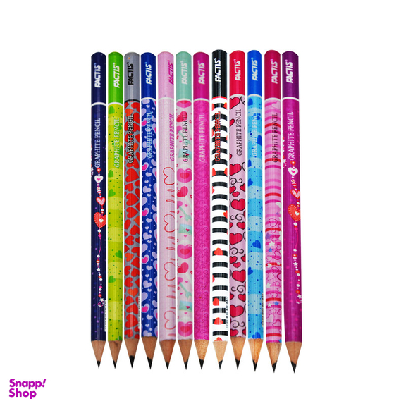 مداد مشکی فکتیس طرح قلب کد 013 مجموعه 12 عددی