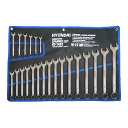 آچار یک سر تخت و یک سر رینگی هیوندای مدل HT-1422 مجموعه 22 عددی