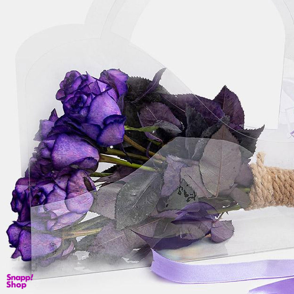 باكس گل طبیعی طلقي رز هلندی بنفش