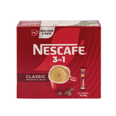 پودر مخلوط قهوه فوری 3×1 کلاسیک نسکافه وزن 20 گرم بسته 24 عددی