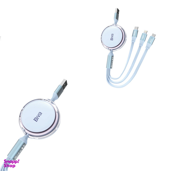 کابل تبدیل USB به لایتنینگ / MicroUSB / USB-C بیوا مدل C-22 طول 1.1متر