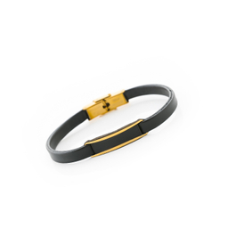 دستبند چرم و طلا 18 عیار مردانه روژا گلد کد 74252