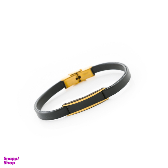 دستبند چرم و طلا 18 عیار مردانه روژا گلد کد 74252