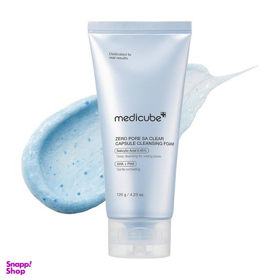 فوم لایه بردار ملایم و پاک کننده منافذ پوست مدی کیوب مدل Zero Pore SA Clear مناسب انواع پوست وزن 120 گرم