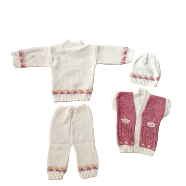 ست 4 تکه لباس نوزادی مدل مخملی کد 02