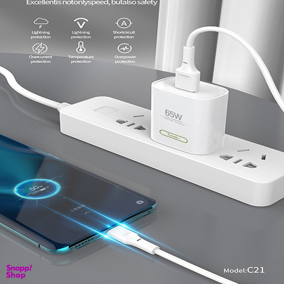 شارژر دیواری 65 وات تونک مدل C21 به همراه کابل تبدیل USB Type-C