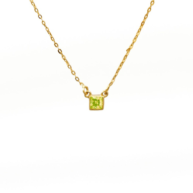گردنبند طلا 18 عیار زنانه سی دا مهر مدل تک نگین مربع زرد