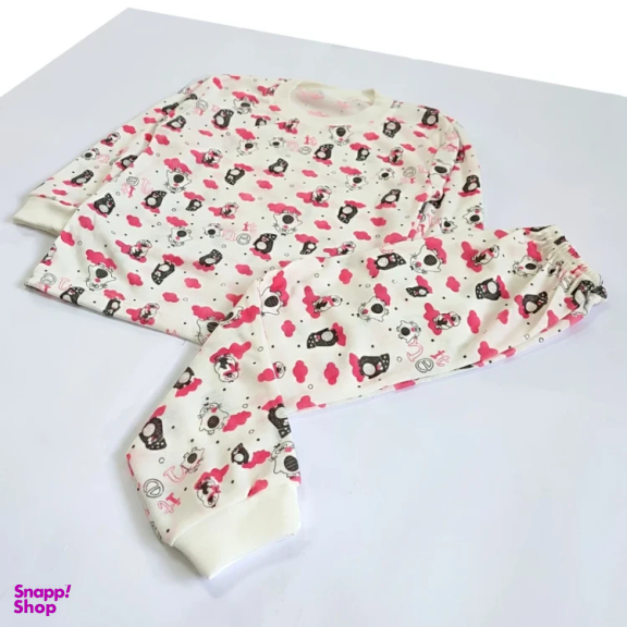 ست تیشرت آستین بلند و شلوار نوزادی مدل پنگوئن کد 4146 رنگ سفید