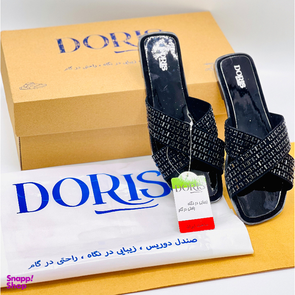 صندل زنانه دوریس مدل آسمان ضربدری رنگ مشکی