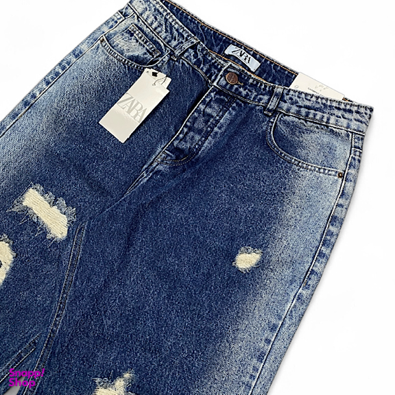 شلوار بگ مردانه طرح ZARA کد 3382 رنگ آبی