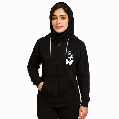 سویشرت زنانه طرح پروانه کد F32 رنگ مشکی