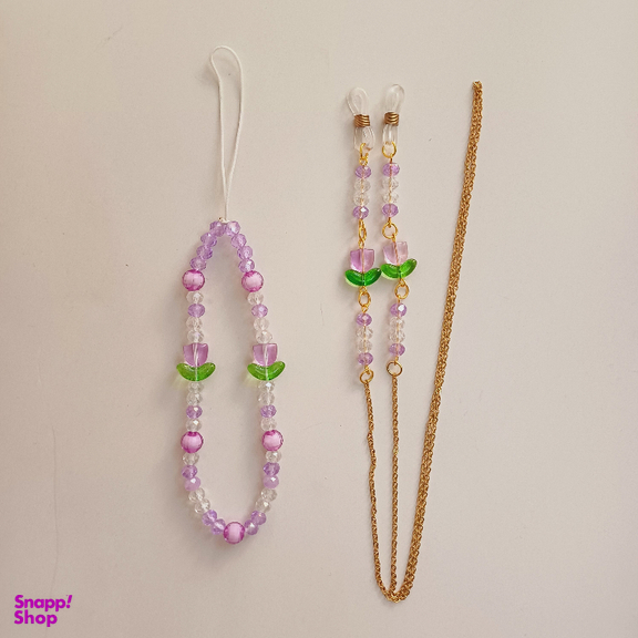 ست بند عینک و آویز موبایل زنانه کد 10009