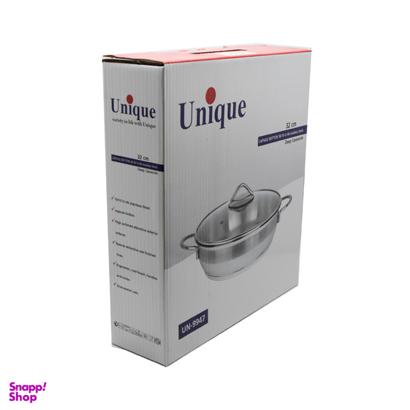 تابه یونیک استیل مدل درب دار کد 9947 سایز 32