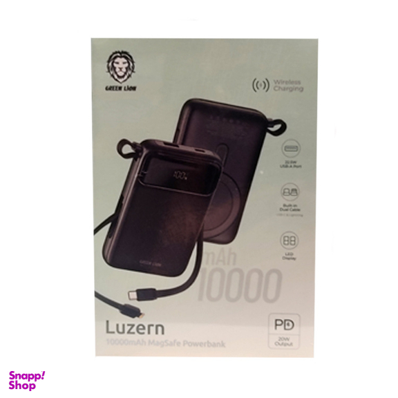 پاوربانک مغناطیسی گرین لاین مدل Luzern MagSafe ظرفیت 10000 میلی‌ آمپر ساعت