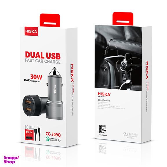 شارژر فندکی هیسکا مدل CC-309Q به همراه کابل تبدیل USB-C