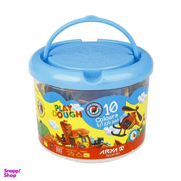 خمیر بازی 10 رنگ آریا مدل سطلی آبی