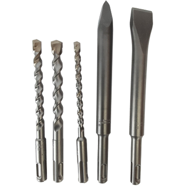 مته و قلم چهار شیار ساختمانی آ ا گ مدل SDS-PLUS مجموعه 5 عددی