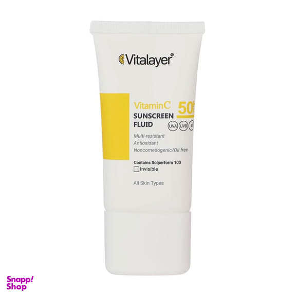 فلوئید ضد آفتاب بی رنگ ویتالیر مدل ویتامین C با SPF50 حجم 50 میلی لیتر