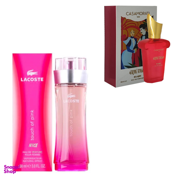 ادوپرفیوم زنانه نایس پاپت مدل Lacoste به همراه ادوپرفیوم زنانه اسکلاره مدل Casamorati Bouquet Ideale