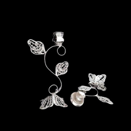 شمعدان ملیله کاری مدل گلبرک کد M-01 مجموعه 2 عددی