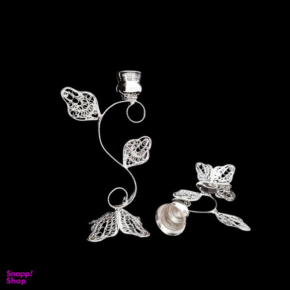 شمعدان ملیله کاری مدل گلبرک کد M-01 مجموعه 2 عددی