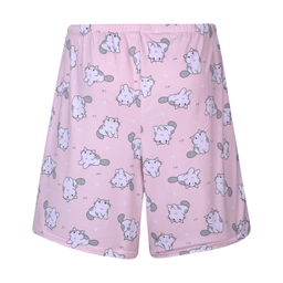 ست کراپ تی شرت آستین کوتاه و شلوارک راحتی زنانه افراتین مدل گربه متعجب کد 6584