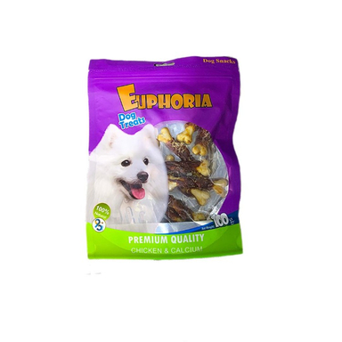 تشویقی سگ ایفوریا مدل استخوان کلسیم دورپیچ مرغ کد 001 وزن 100 گرم