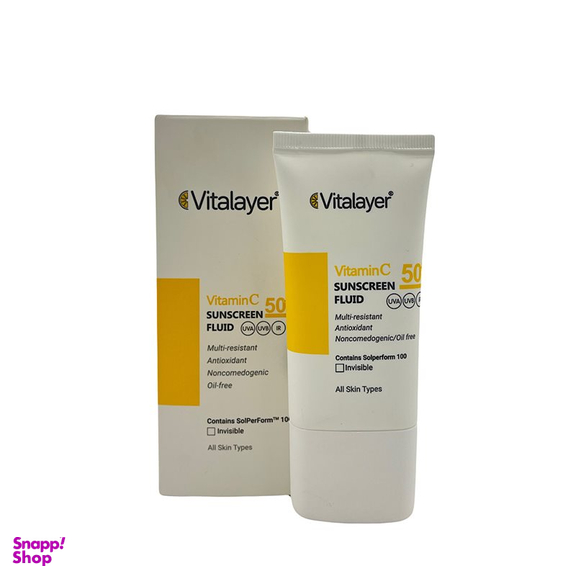 فلوئید ضد آفتاب بی رنگ ویتالیر مدل ویتامین C با SPF50 حجم 50 میلی لیتر