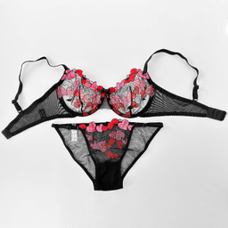 ست شورت و سوتین زنانه نوشه پوش کد 88807 رنگ مشکی قرمز