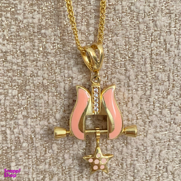 آویز گردنبند طلا 18 عیار زنانه طرح لاله و ستاره مدل دو رو کد 4149