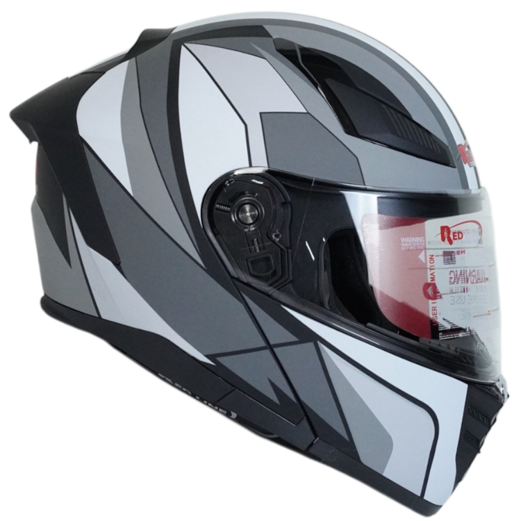 کلاه کاسکت فک متحرک رد لاین کد 960 رنگ طوسی به همراه کاور