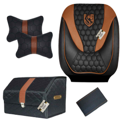 روکش صندلی چرم خودرو مدل ENZOE12A به همراه پشت گردنی و باکس و دور فرمان مناسب برای پژو 206