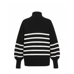 پولیور بافت زنانه طرح راه راه مدل ایلیا رنگ مشکی