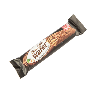 ویفر با کرم فندق و روکش کاکائویی تلخ نادری وزن 45 گرم بسته 24 عددی