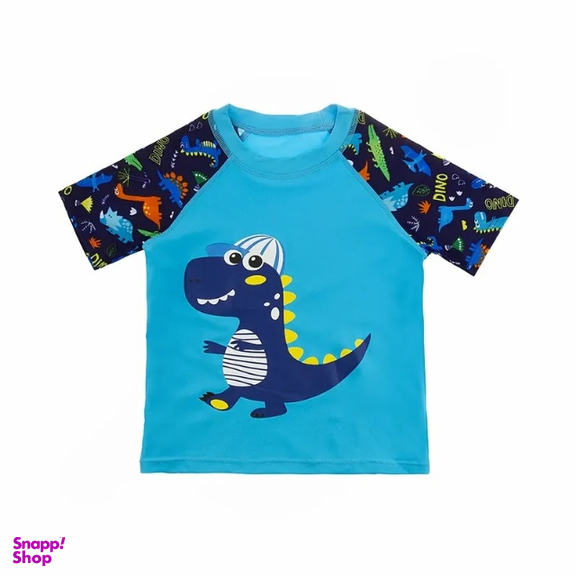 مایو شنا دو تکه پسرانه طرح Dino مدل HMK YY232 به همراه کلاه شنا