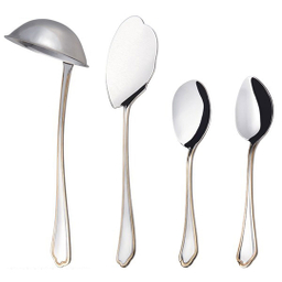 سرویس قاشق و چنگال 57 پارچه ناب استیل مدل ونیز دور طلایی