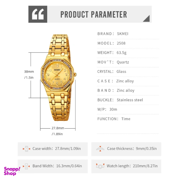 ساعت عقربه ای زنانه اسکمی مدل 2508 رنگ طلایی