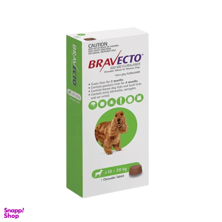 قرص کک و کنه سگ bravecto مدل kg10.20