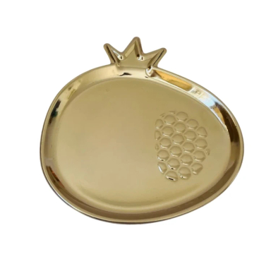 بشقاب مسی طرح انار رنگ کرومی