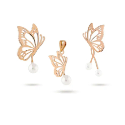 نیم ست طلا 18 عیار زنانه میلی گالری طرح پروانه کد MT1245