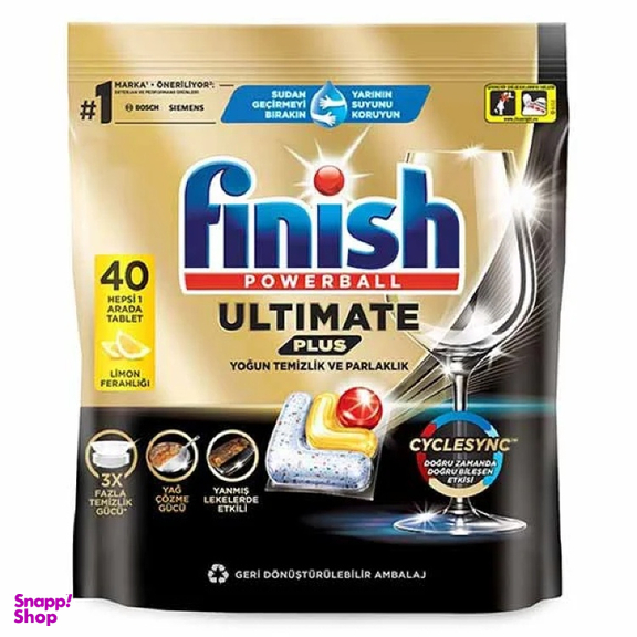 قرص ماشین ظرفشویی فینیش مدل Ultimate Plus طرح جدید رایحه لیمو بسته 40 عددی