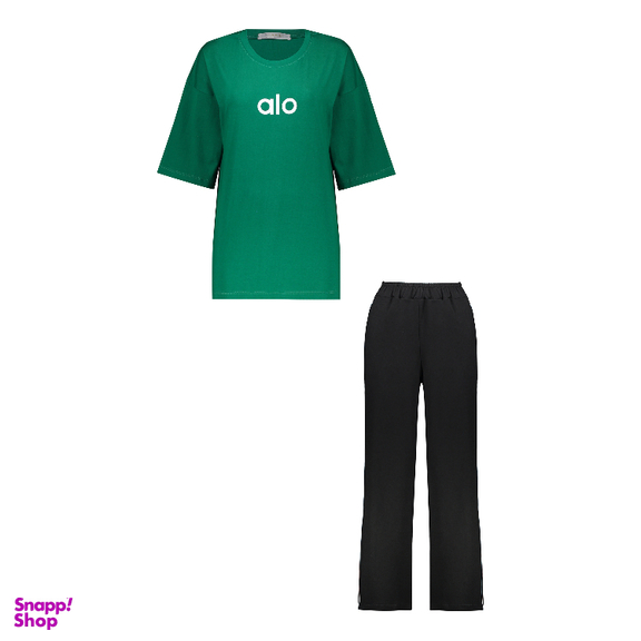 ست تیشرت و شلوار زنانه لوینت مدل alo کد 6404 رنگ سبز