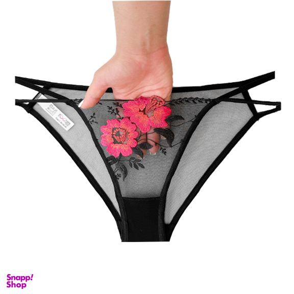 ست شورت و سوتین فنردار تمام تور گلدوزی نوشه پوش کد B-3011 vk' مشکی
