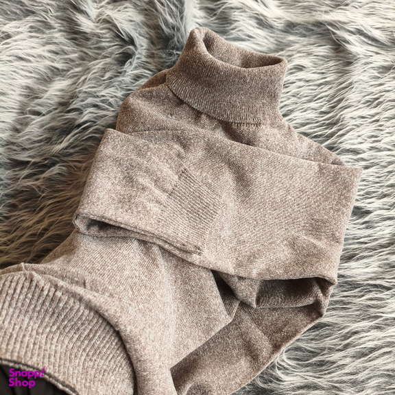 پلیور یقه اسکی مردانه مدل CRGH-E1 رنگ کرم قهوه ای