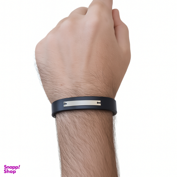 دستبند چرم و طلا 18 عیار مردانه کد 350