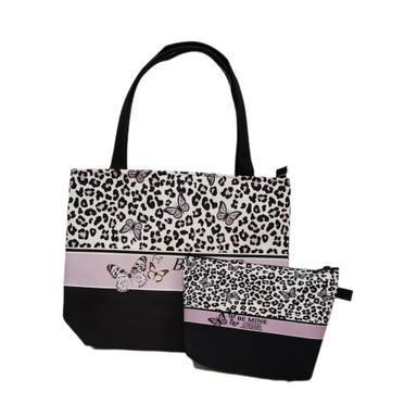 کیف رودوشی زنانه طرح پروانه به همراه کیف آرایشی