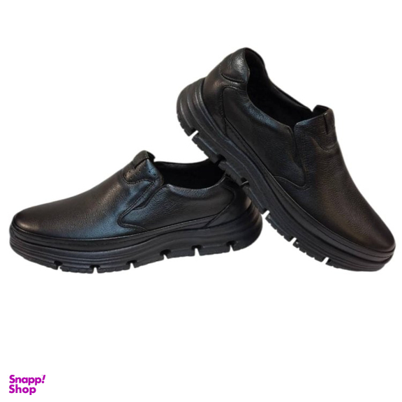 کفش طبی مردانه چرم ریباری مدل R77 رنگ مشکی