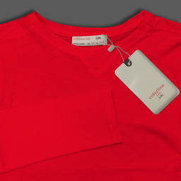 تیشرت آستین بلند دخترانه کولزیون مدل یقه گرد رنگ قرمز